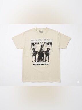 Death Row Records Shirt Mens Medium M Beige Doberman Graphic Rap Hip Hop Tee